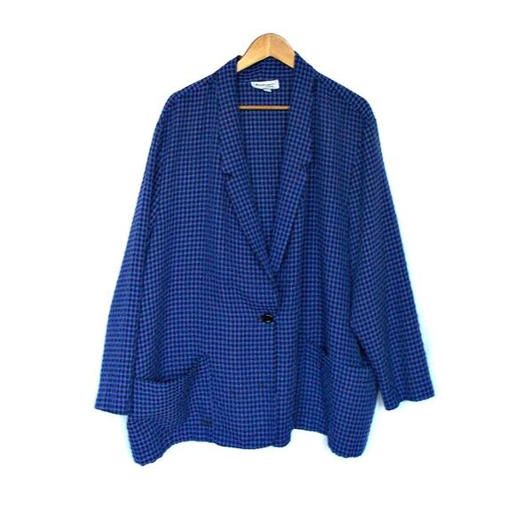 Vintage Jackets & Blazers - Vintage Requirements Women Purple & Black Checkered Plus Size Blazer Sz 26
